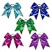 Ncmama Girls 7" Mermaid Reversible Sequin Cheer Bow Ponytail Holder Hair Tie Cheerleading Teens Pack of 5