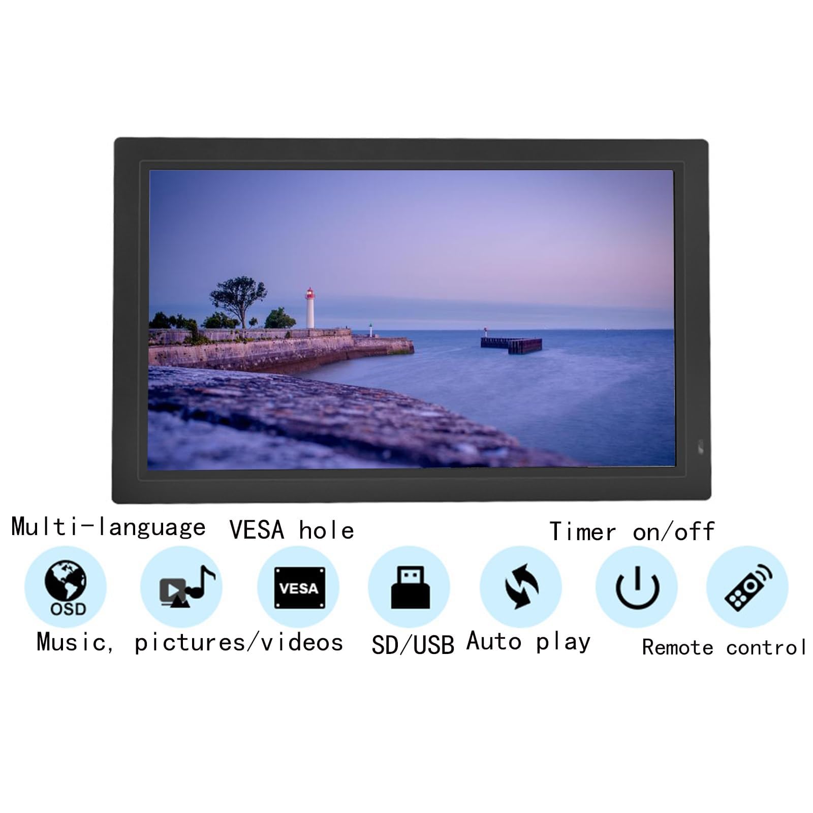 Kommerzielles Digital-Signage-Display, LCD-Werbe- und Menüanzeigen, Wandmontiertes Werbedisplay, für Restaurants, Cafés, Salons und Geschäfte,18.5"