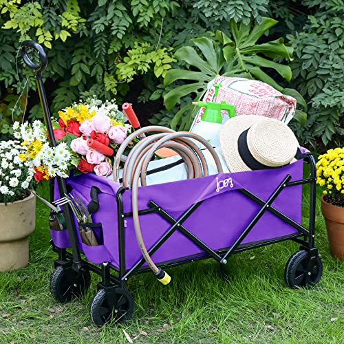 Utility Foldable Wagon Heavy Duty Pull & Push Cart Collapsible Wagon Garden Cart With Wheels All Terrain Beach Cart For Outdoor Shopping, Camping, Fishing, Grocery,Purple #TOP6