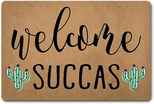 Divertida alfombra de bienvenida para la entrada interior del porche delantero, alfombras pequeñas, bonito cactus de bienvenida personalizado,