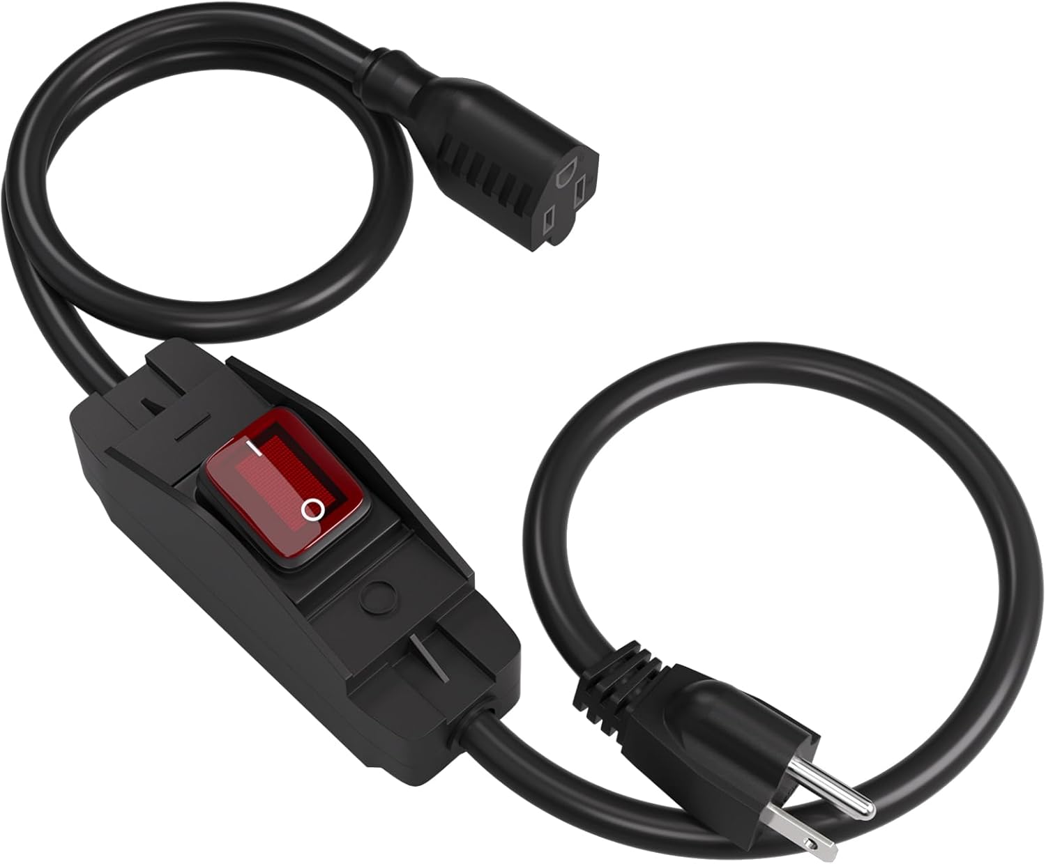 STARELO Extension Cord with ON/Off Waterproof Switch,Extension Cord with Switch 3-Prong Outdoor 1875W,Black Heavy Duty, 14/3 SJTW 15A 125V Grounded Plug Receptacle.(3FT,Black)