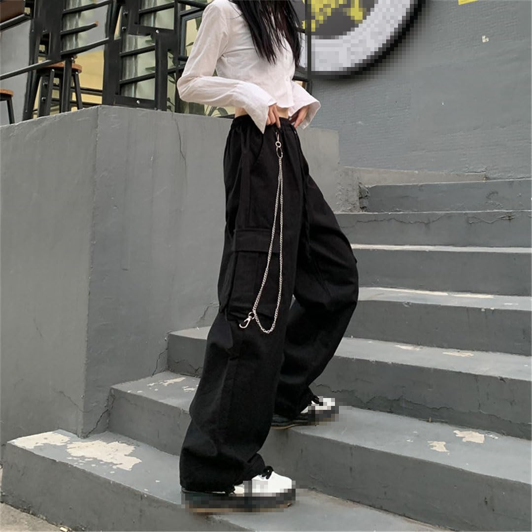 Vogrtcc Pantalones Rectos De Carga Al Aire Libre De Cintura Alta para Hombres Pantalones Casuales con Múltiples Bolsillos De Cintura Elástica