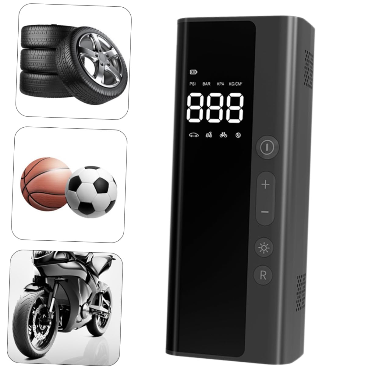 Kisangel Compressore d Aria Portatile Per Auto Pompa Pneumatici Auto Misuratore Pressione Digitale Abs Leggero Facile Trasportare Biciclette Motociclette Palloni Oggetti Gonfiare Luci Led n