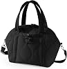 WONDAY Insulated Lunch Bags for Women, 12L Black Puffy Lunch Tote with Shoulder Strap, Waterproof, Leakproof, Reusable, Keeps Food Fresh, Perfect for Work, Travel, Picnic