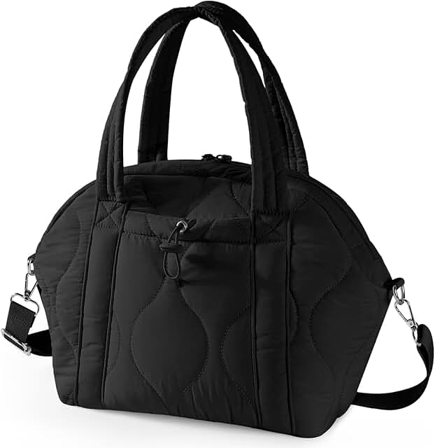 WONDAY Insulated Lunch Bags for Women, 12L Black Puffy Lunch Tote with S...