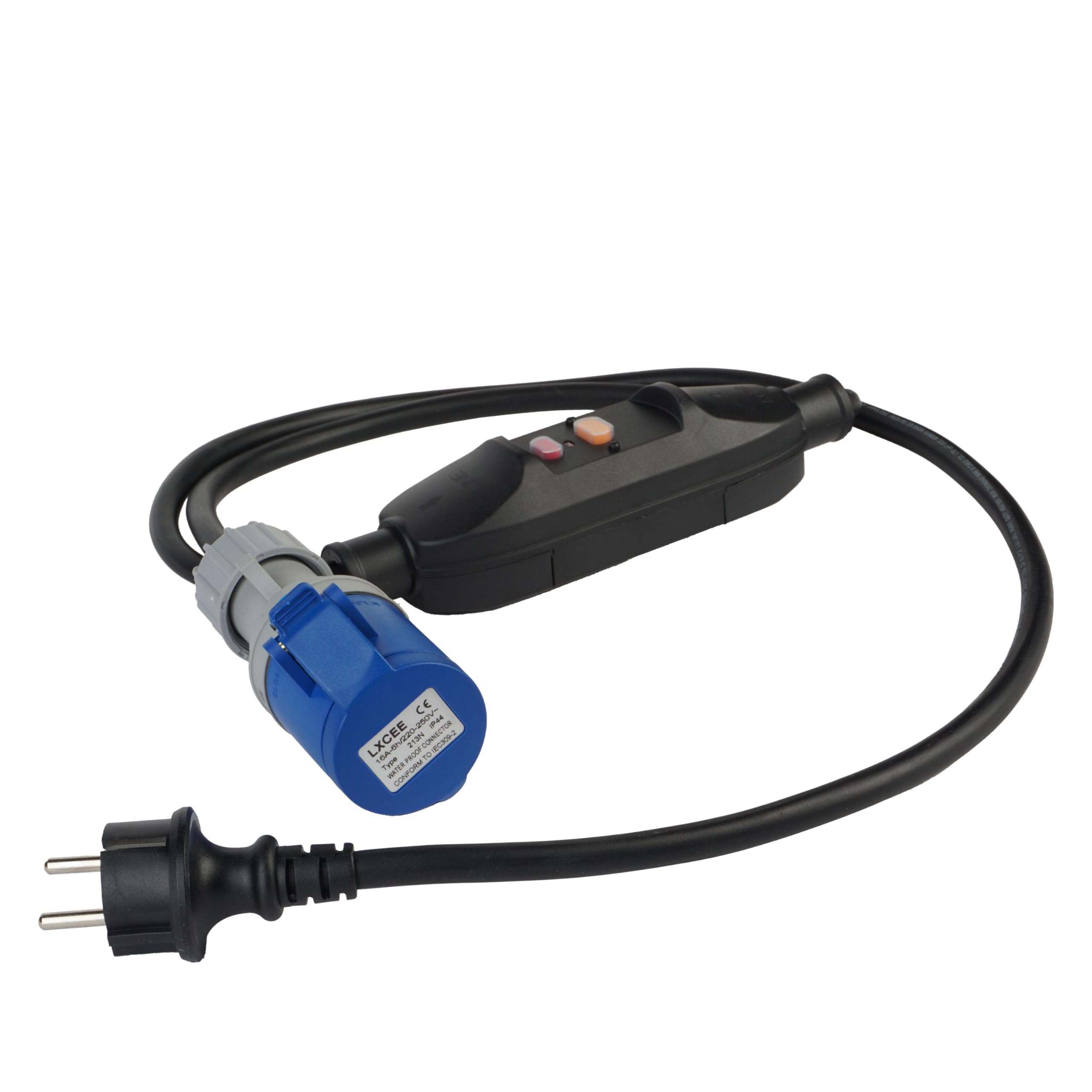 WATTSTUNDE CEE Einspeisekabel 180 cm mit FI Schutzschalter Adapterkabel Schuko-Stecker für Wohnmobile