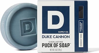 Duke Cannon Midnight Swim Men's Soap Puck - 5 oz | Sandalwood + Lavender Scent - Disc-Shaped, Triple-Milled Men's Bar Soap - Hydrating & Deep-Cleansing Bath Bar