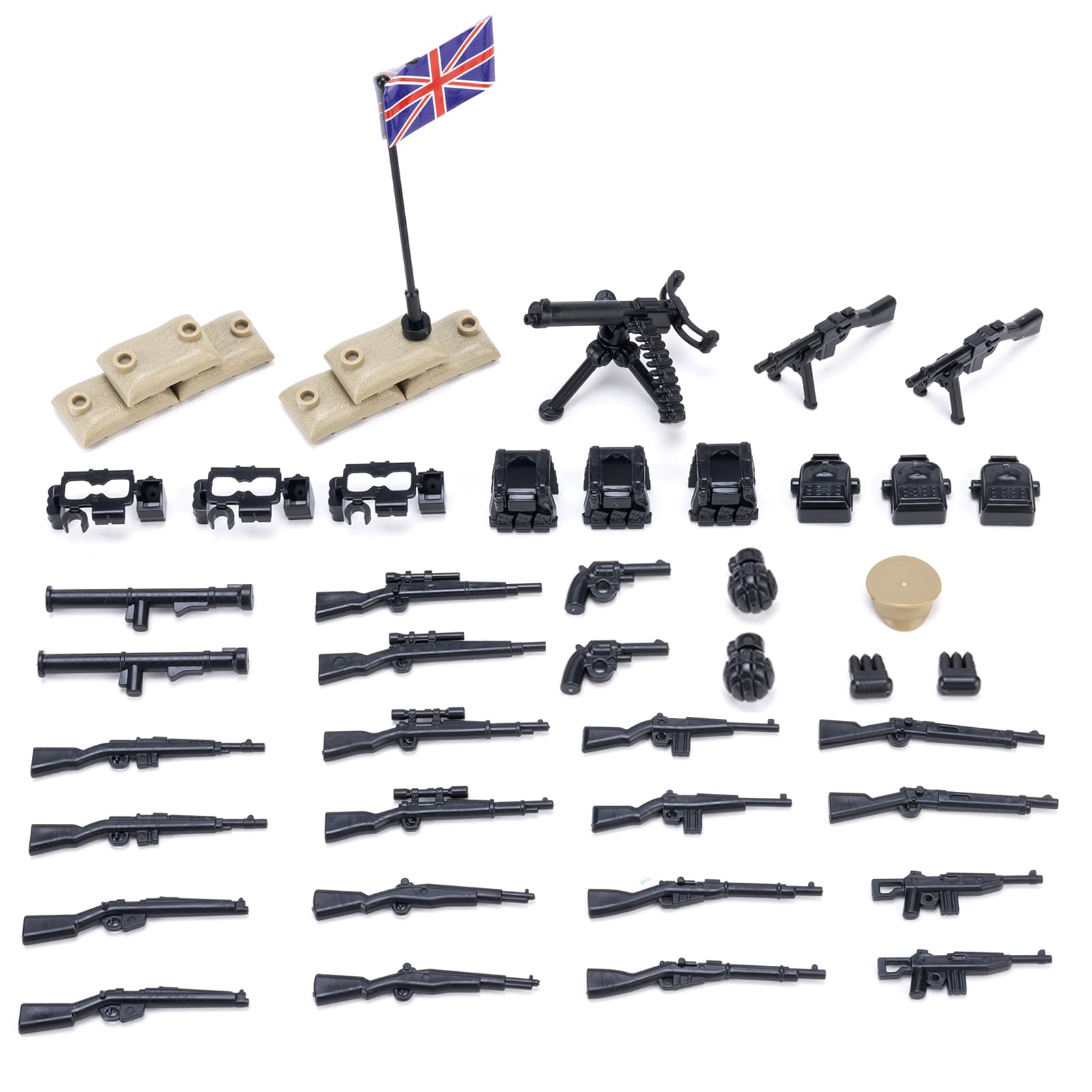 Weapons Pack Military Weapons Accessories WWII Soldier Model Toys Military Equipment Battle Blocks Bricks Children's Toys, Compatible with Mini Figure Brick Toy for Boys Age 3＋