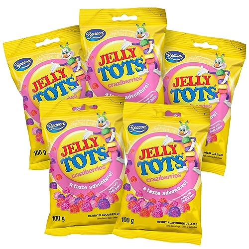 Beacon Jelly Tots Craziberries - Tasty Sweets for Adults & Kids -- Sweet Gift for All Occasions - 5 x 100 grams