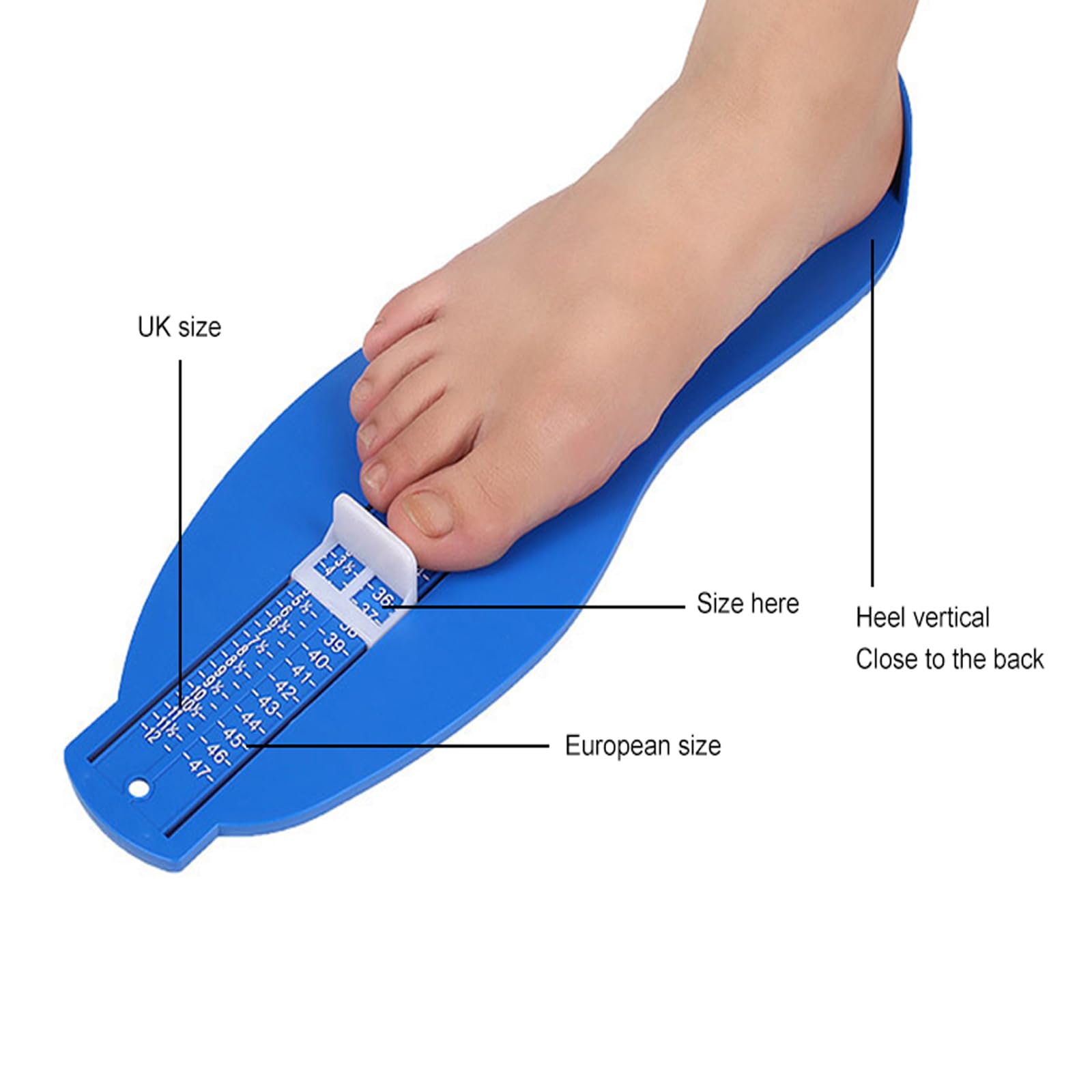 Pedimetre Enfants et Adultes, Mesure Pied, Pointure Chaussure Mesurer, Appareil De Mesure Du Pied, Jauge de Pied, Dispositif de Mesure pour Déterminer la Pointure 18 à 47(Bleu), 1PC
