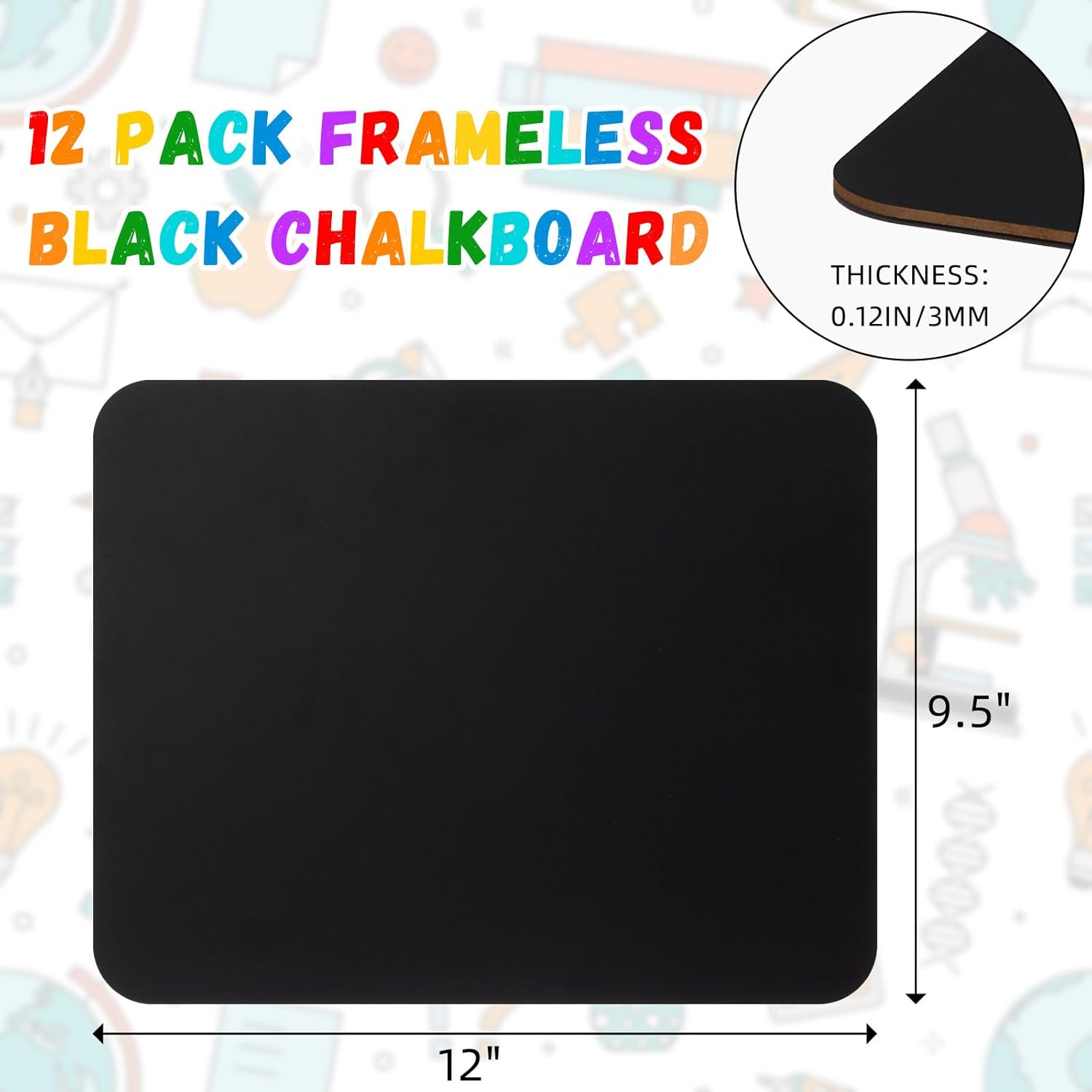 12 Pcs Chalk Board for Kids Bulk 9.5" x 12" Double-Sided Wooden Frameless Chalkboard Sign Blackboard for Kids Student School Classroom Home Office Restaurant Birthday Party Favors