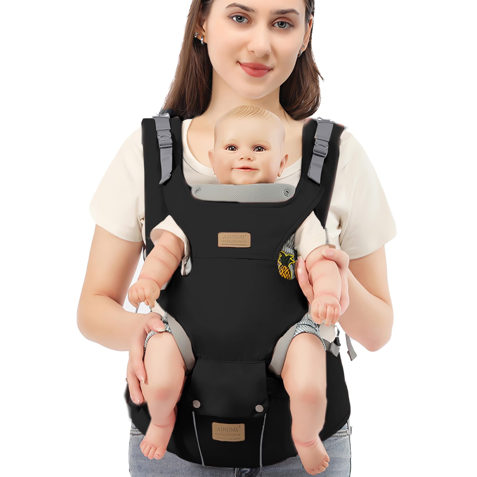 SONARIN Wielofunkcyjne nosidełko dla niemowląt 3 w 1 z siedziskiem biodrowym, ergonomiczne, oddychające nosidełko biodrowe, nosidełko dla dzieci, plecak, nosidełko przednie, wiele pozycji, dla 0-36