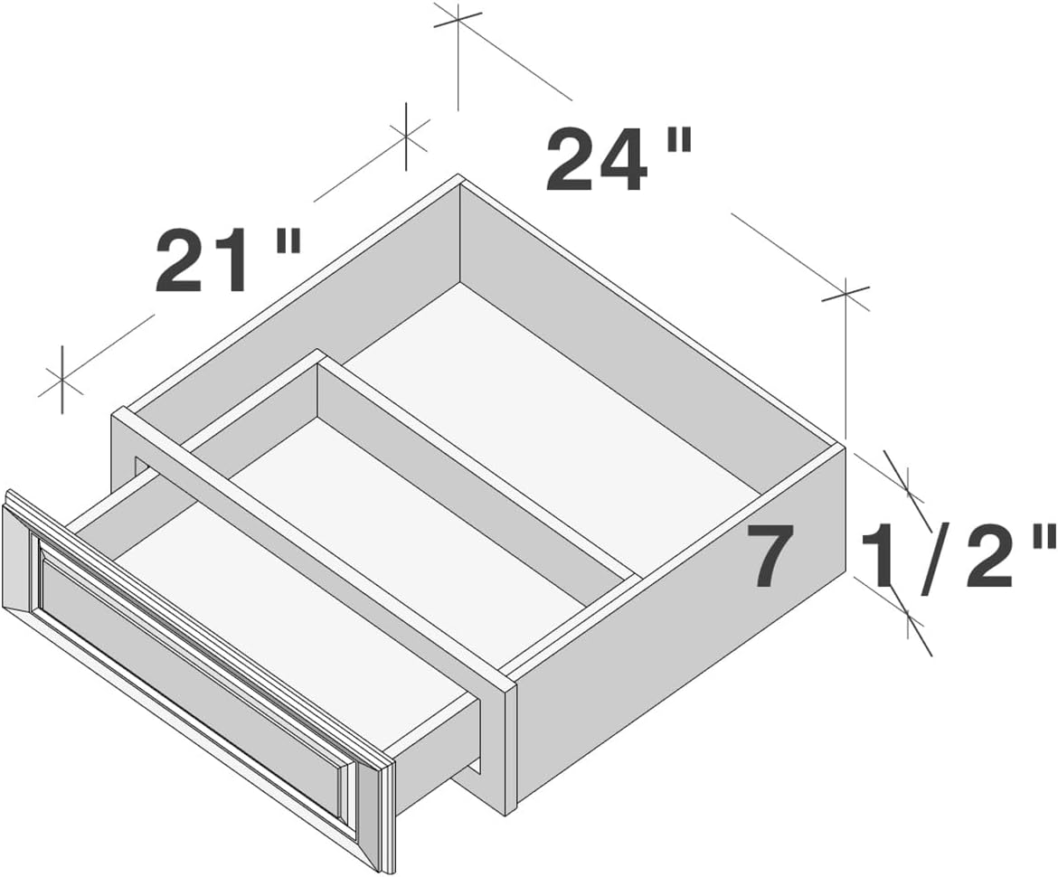 Ready-to-Assemble Shaker Style Vanity Desk Knee Drawer (White Shaker, W24 x H7.5 x D21)