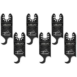 LEILUO 6 Pcs Oscillating Multi Tool Hook Knife Blades for Cutting Carpet Roofing Shingles Cardboard Soft Materials Includes Storage Bag Compatible with DeWalt Makita Ryobi Milwaukee and More - Amazon product rated Grade A