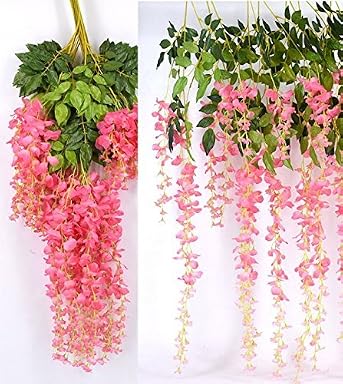 SPHINX Artificial Wisteria flowers Vines/Hanging flora for decoration (Approx 110 cms) - (Check size & description)- (Pink, 2)