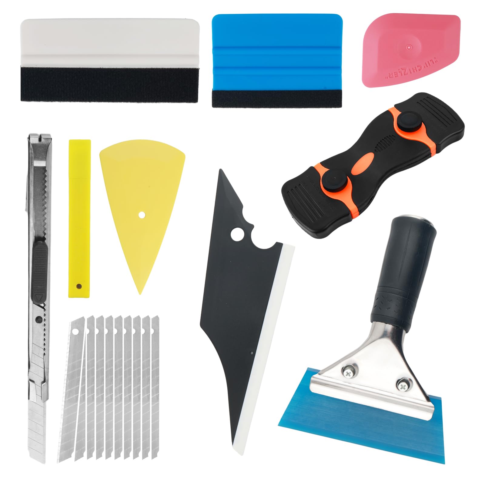 18PCS Car Window Tint Kit,Multi-Tool Window Tint Car Kit Includes Scrapers,Felt Squeegees,Cutter with Blades,Professional Cars Windows Tints Tools Kits for Most Vehicles