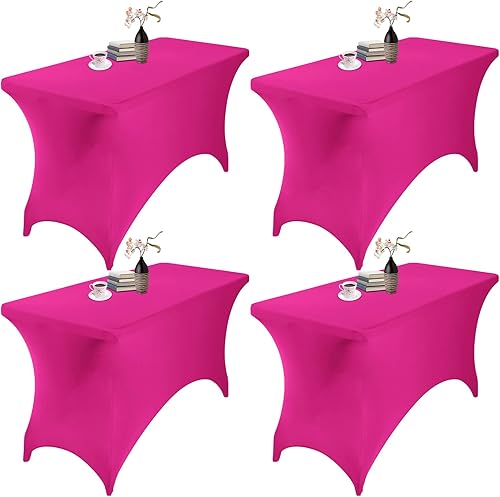 Miniatura 409 de Paquete de 2 manteles rectangulares impermeables de elastano, 6 pies, color negro, elástico, resistente a las manchas, para todas las estaciones