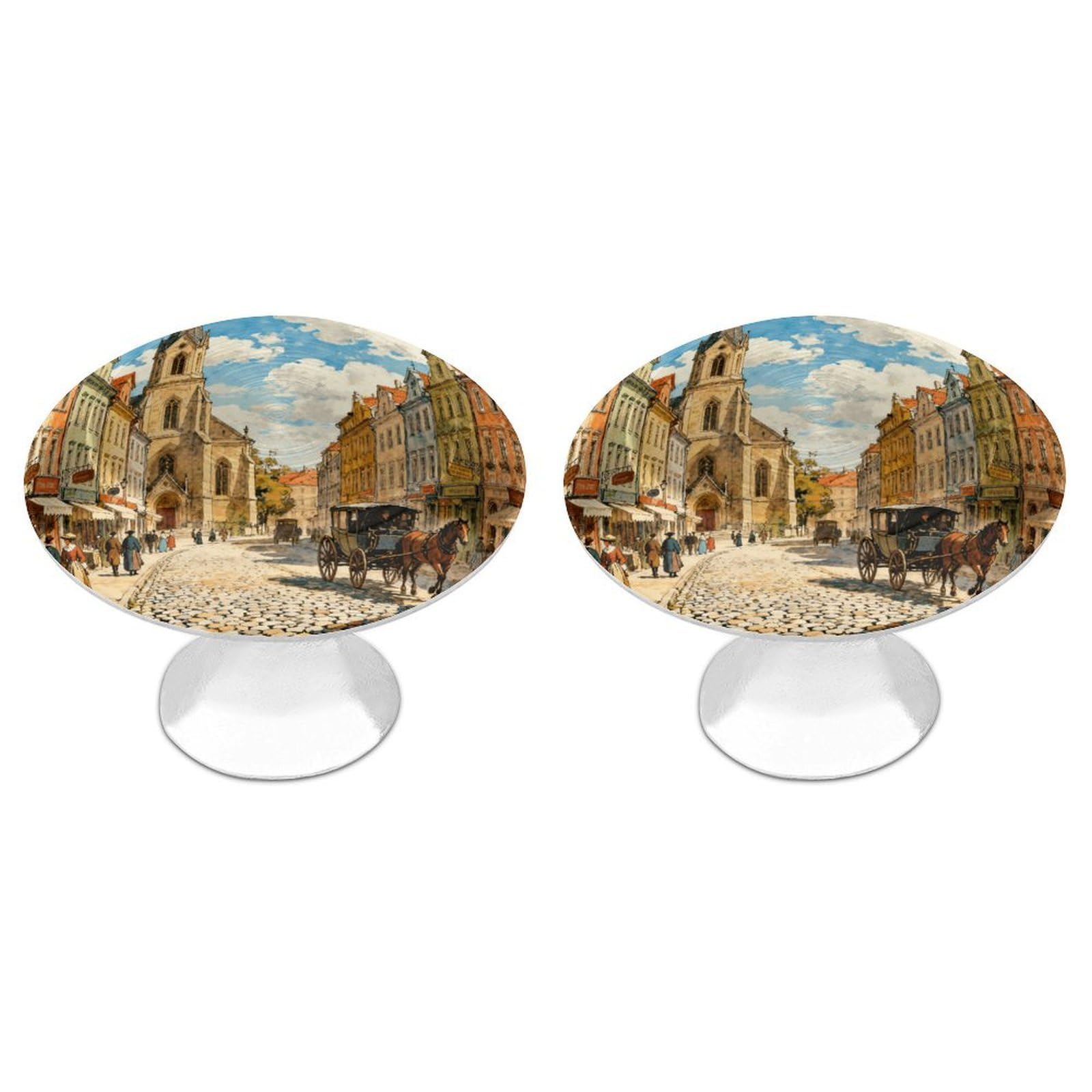 DWVTSLH European Street View Cabinet Handles 2 Pack Stainless Steel Kitchen Drawer Pulls with Installation Screws Round Dresser Drawer Knobs 1.1 Inch Modern Cabinet Hardware Door Handles