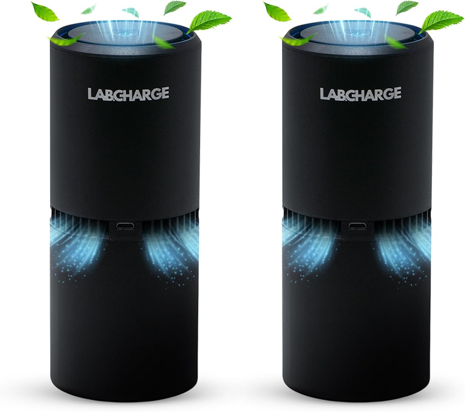 LabCharge Small Ionic Air Purifier for Home & Bedroom – Silent HEPA Filter – Covers 250 Sq Ft - Free Cleaner for Pets, Hair, Smoke, Dust, Odors & Dander – Compact & Black Design - Pack of 2