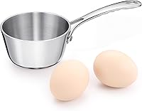 Vista 7 de Mini sartén con tapa, olla de acero inoxidable de tres capas con mango que se mantiene fresco y compatibilidad con todas las placas de cocina