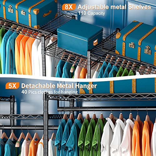 Raybee Heavy Duty Clothes Rack For Hanging Clothes, 825Lbs L Shape Metal Clothing Racks For Hanging Clothes, Heavy Duty Clothing Rack, Diy Portable Clothes Rack, Wide Garment Rack 74.5"W X 18"D X 77"H #TOP6