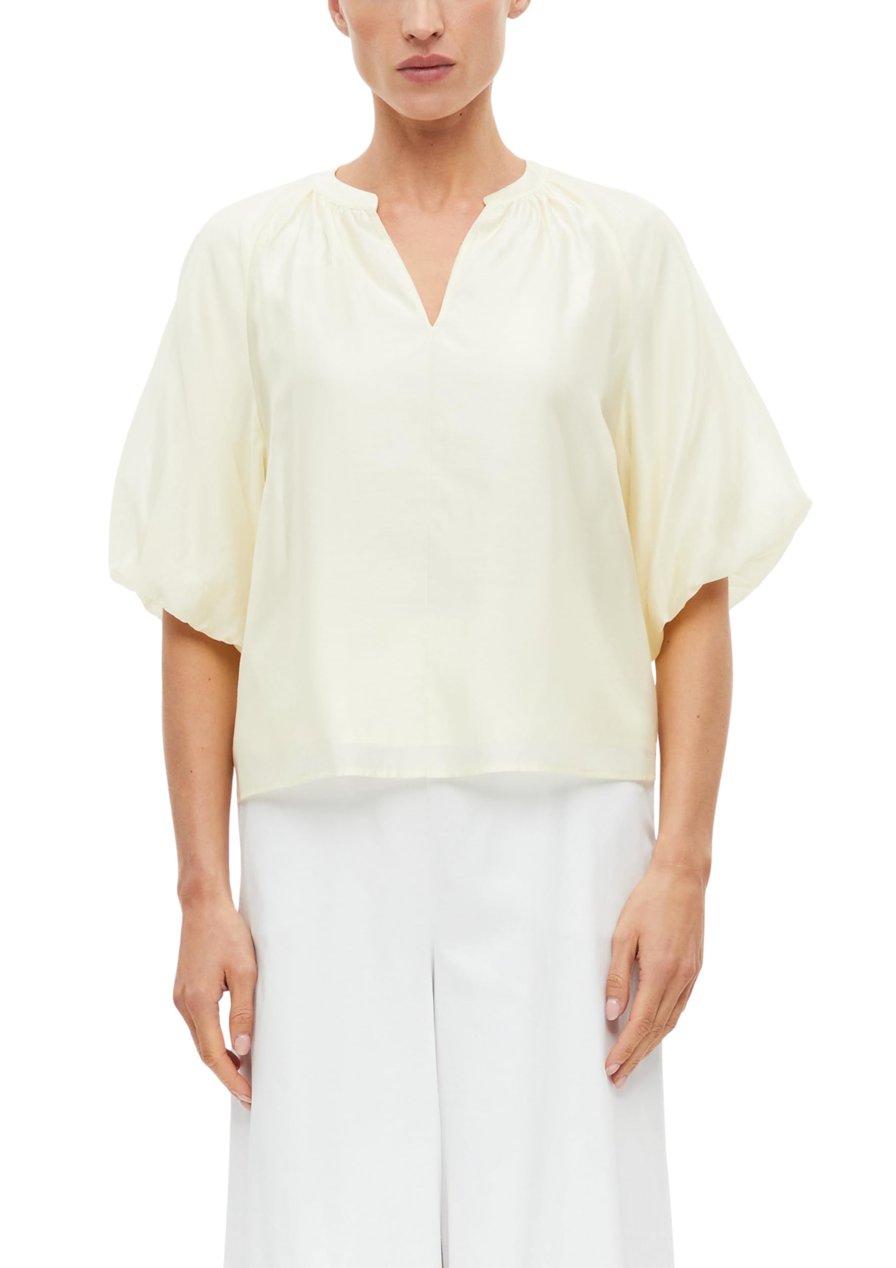 s.Oliver Women's 2179096 Blouse with Puff Sleeves (Pack of 1), Yellow, 20