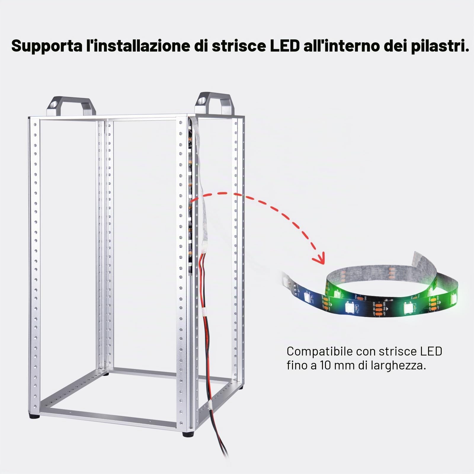 GeeekPi DeskPi RackMate TL1 - Armadio server da 10 pollici 10U (profondità 264 mm) per apparecchiature di rete, server, audio e video, in lega di alluminio, design a telaio aperto