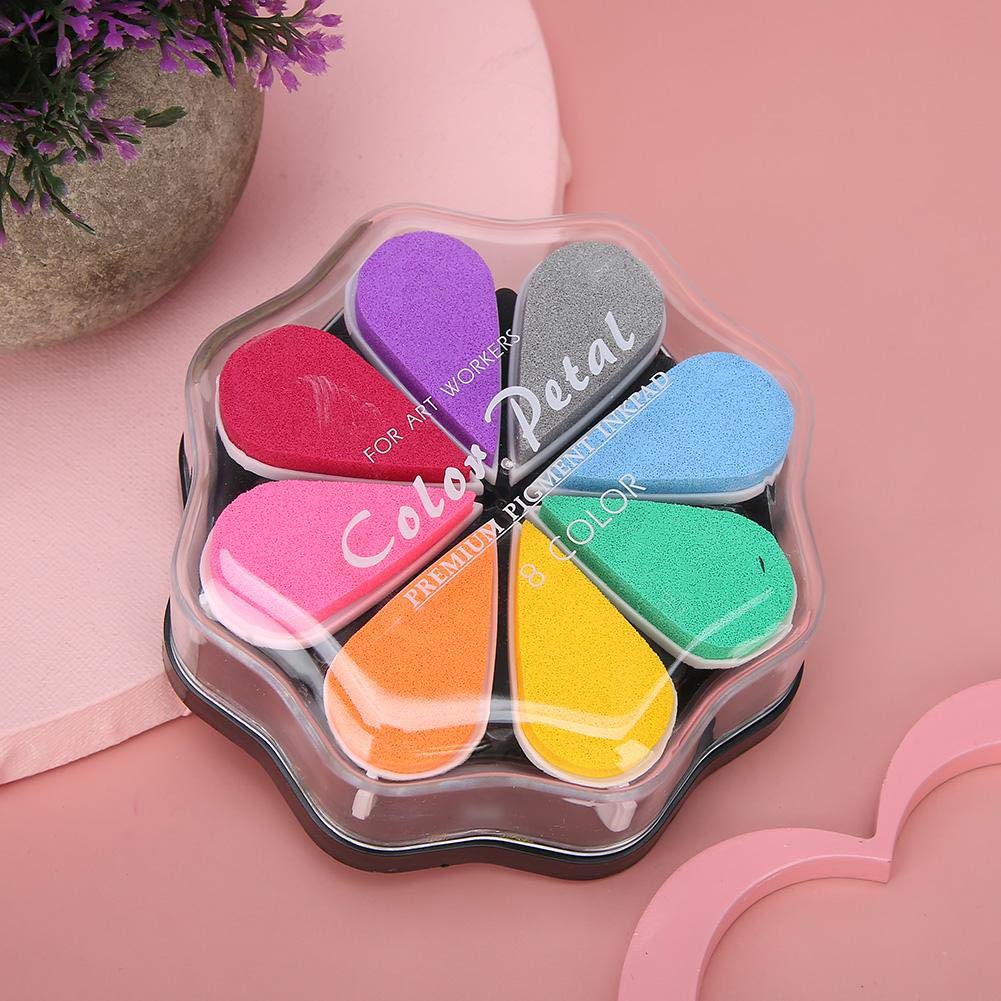 Set di tamponi per timbri, 8 colori, atossici, a forma di petalo, per timbri di impronte digitali, per stampaggio di carte, inchiostro per fai da te, tela, matrimonio, artigianato di carta,