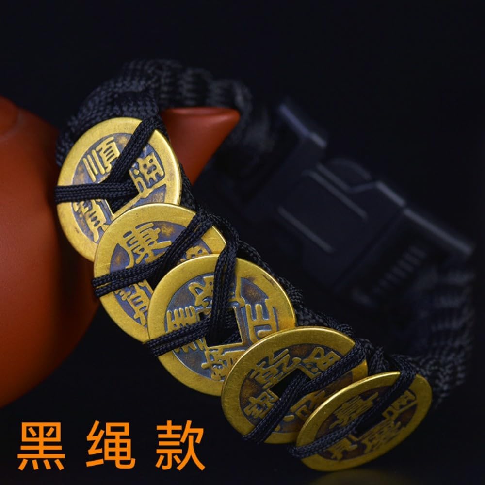 五帝钱手链 Feng Shui Good Luck Charms Furniture,Bag,Home,Office Other Scenes 编织绳红绳五帝铜钱手串随身佩戴携带 fengshui Chinese Tassel Ornaments-364