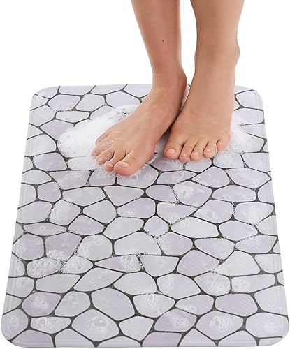 ENKOSI Tapete de baño para suelos de bañera y ducha, tapete de ducha antideslizante, tapete antideslizante con fuerte agarre de ventosa, tapete de