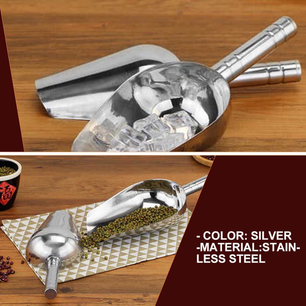 Cuchara para Hielo Palas para Cubitos de Hielo de Acero Inoxidable Comida Caramelo Grano Raspador Cuchara para café Cuchara dosificadora Tazas medidoras para Mascotas para Harina de Hielo Arroz Palo