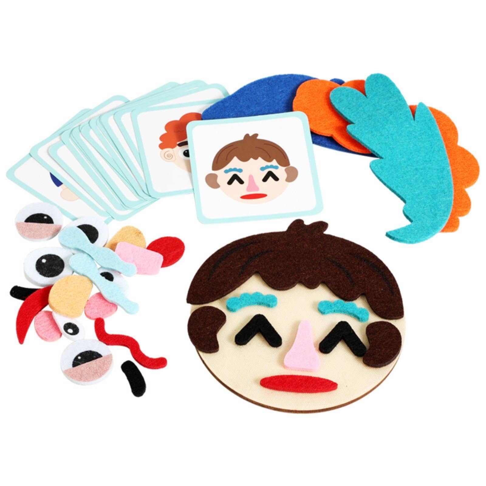 Children's Facial Expression Toy Soft-Edged Felt Facial Feature Matching Toy Removable Pieces-image-24