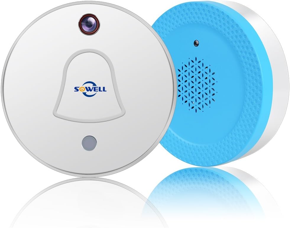 SOWELL Smart Doorbell WiFi Doorbell with Photo Camera, Wireless Doorbell RF Receiver Chime, Auto Take Picture When Pressing, Free Cloud Storage, APP Push Notificationn with Visitor Snapshot for IOS An
