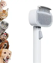 2 em 1 Escova para Animais de Estimação, Escova Automática,Rasqueadeira Macia Branca, Rasqueadeira Tira Pelos Pet Cães e Gatos