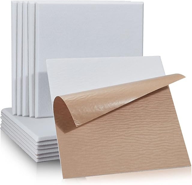 Kwadratowe panele akustyczne Pakiet samoprzylepny 12 I Izolacja ścian o dużej gęstości Sufity Drewno i drzwi - Panele akustyczne Panele akustyczne Panel akustyczny 30 x 30 x 0,9 cm, biały