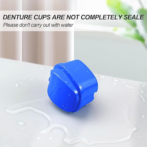 Miniatura 5 de Paquete de 2 cajas de baño para dentadura postiza con tapa y cesta de colador, estuche limpiador de retenedores, contenedor de dientes falsos