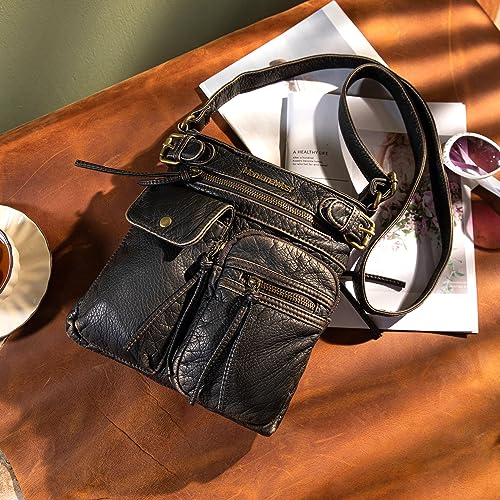 Image of Montana West Crossbody Bag for Women Multi Pocket Shoulder Medium Travel Purses Ultra Soft Washed Leather