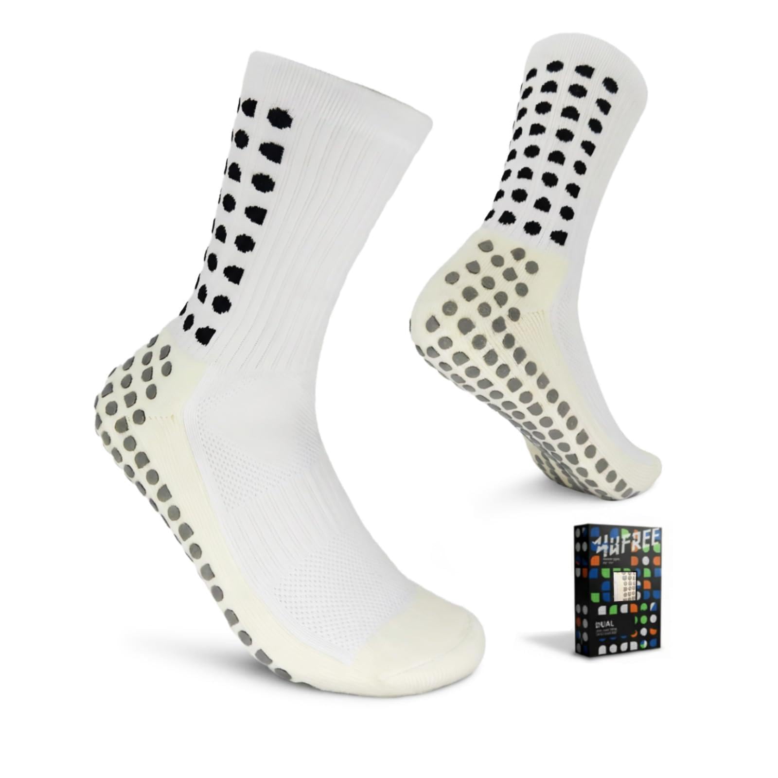 Yufree 4 Pairs Mens Grip Soccer Socks Non Slip Grippy Women Socks for Football Basketball Sports-picture-18