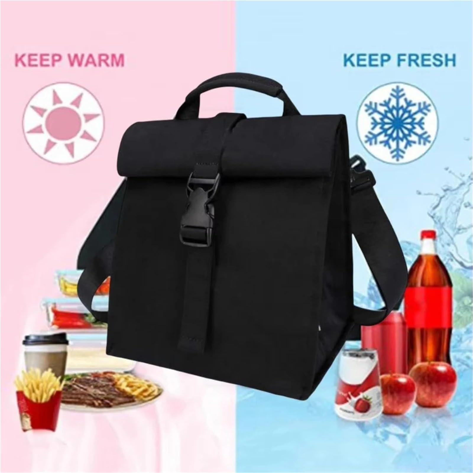 Sac Isotherme Repas Sac Isotherme Portable, 1 pièce, Design à Pression, Pack de Pique-Nique, Garde Les Aliments au Chaud et Froid, Accessoires Camping for déjeuner(Dark Blue)