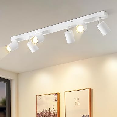 ZMH ZMH LED plafondlamp witte plafondspot: GU10 plafondlampspots 6 lampen, 330° draaibare plafondspots, moderne hallamp, industriële wandspot voor woonkamer, slaapkamer, keuken, zonder gloeilamp
