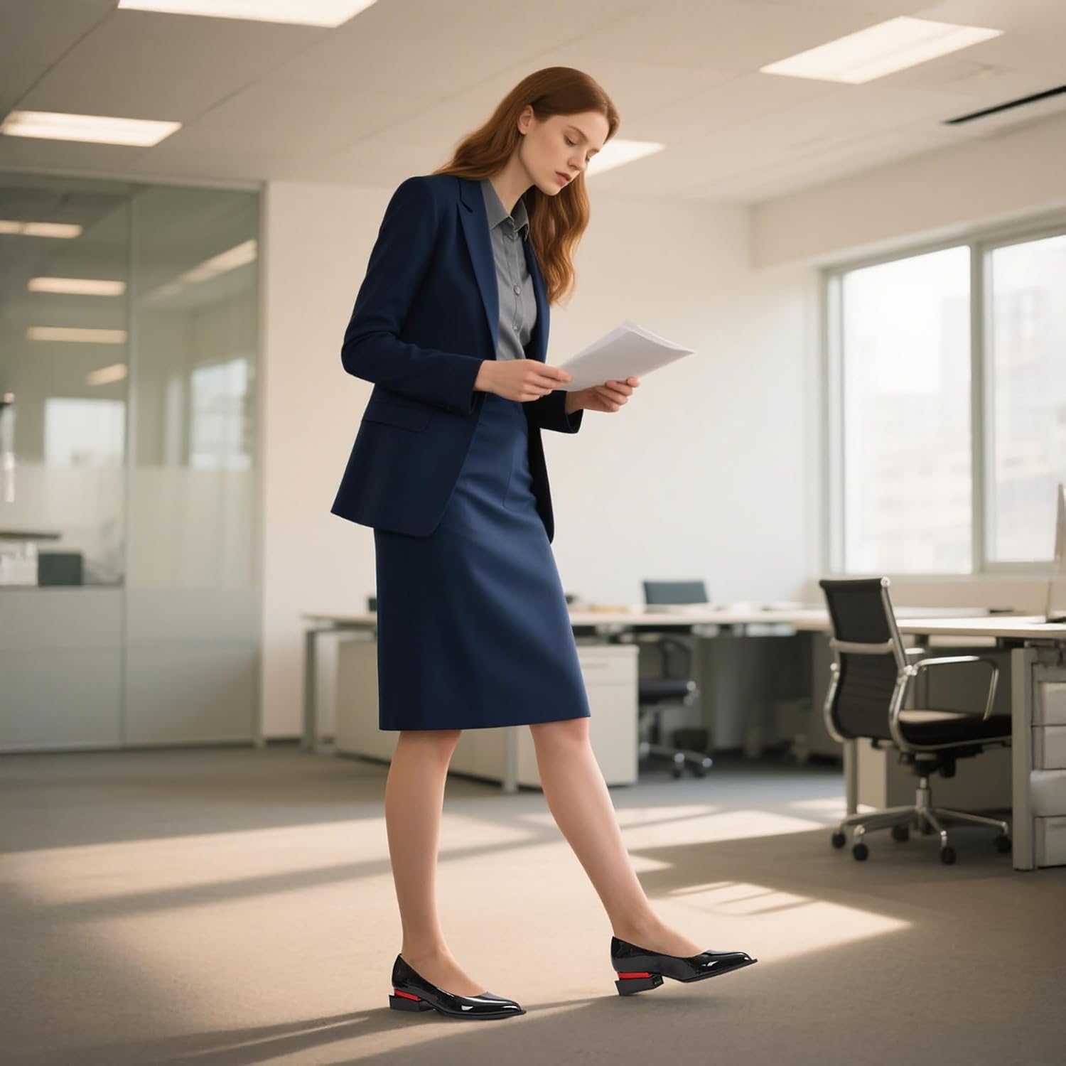 Chunky Heel Womens Pumps Stylish Pointed Toe Pumps Shoes for Women Comfortable Low Heels Fashionable Dress Shoe for Work Office Walking - Image 3