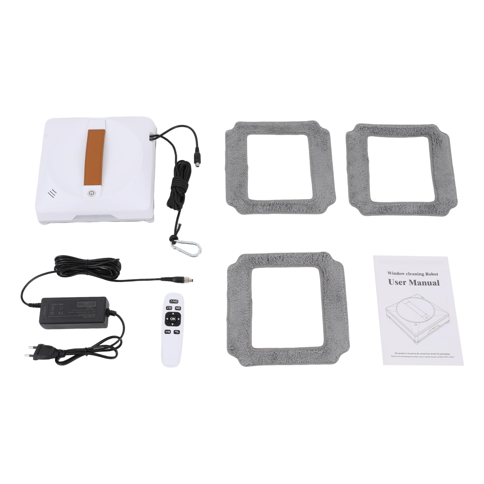 Robot de limpieza de ventanas inteligente de 72 W con 4 paños de limpieza, 2500 Pa | Robot de limpieza de ventanas con mando a distancia, para amas de casa, limpiadores, ancianos o personas con problemas