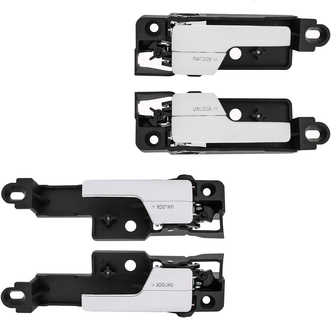 Compatible with 06-12 Fusion 06-11 Mercury Milan 06 Zephyr 07-12 MKZ Replacement Kit 4pcs Complete Front+Rear Passenger+Driver Black Base Chrome Lever Interior Door Handle 6E5Z5422600AE