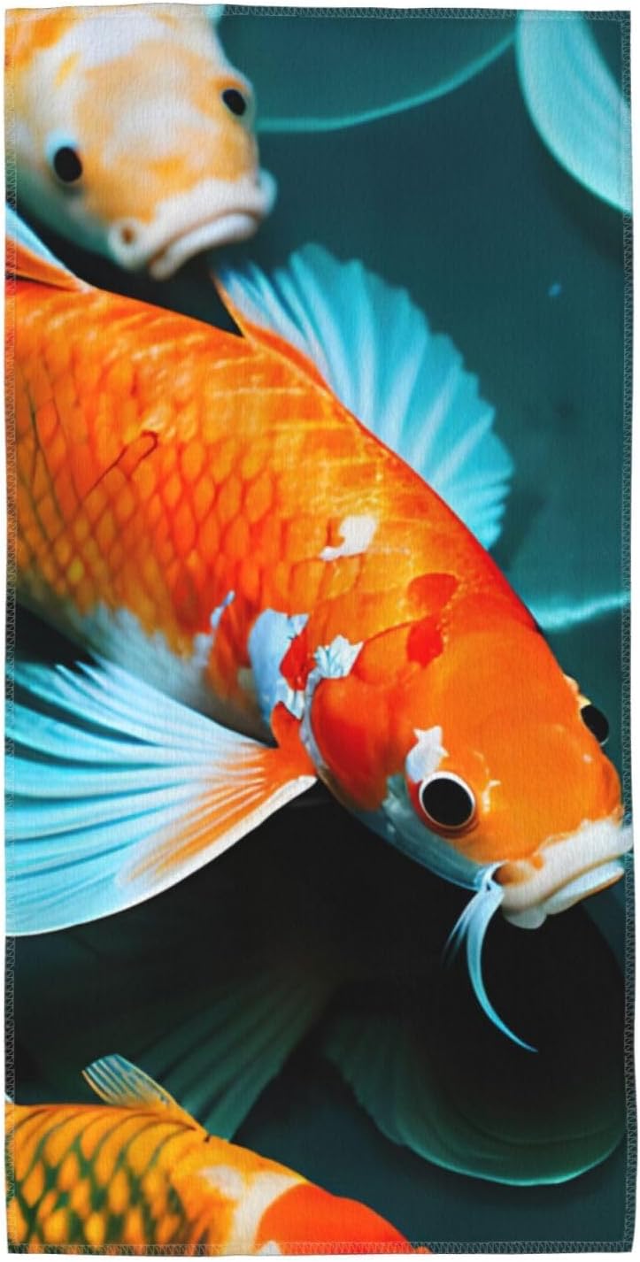 HD Fancy carp Print Hand Towels for Kitchen, Decorative Bathroom Towels Decor Farmhouse Cute for Men Women Gifts