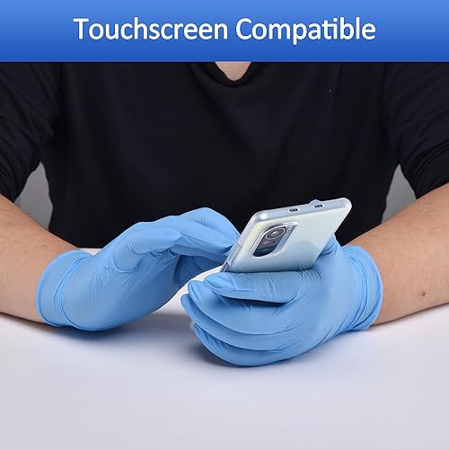Miniatura 3 de Schneider Guantes de examen de nitrilo, azul, 4 mil, sin polvo, sin látex, para examen médico, limpieza y preparación de alimentos, no estériles