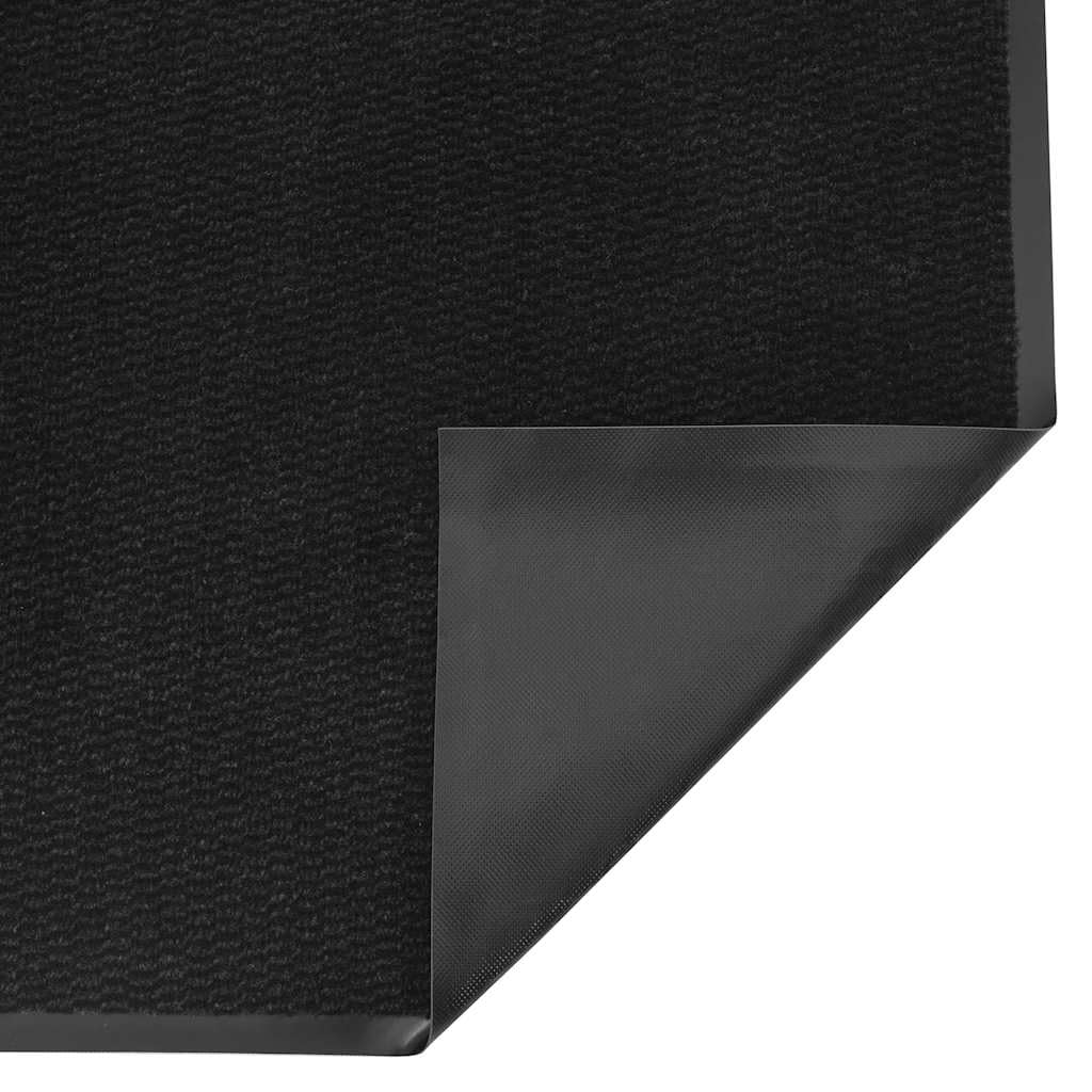 Felpudo negro 60 x 90 cm de polipropileno resistente con parte trasera de PVC antideslizante para entrada, pasillo, pasillo, terraza e interior y exterior
