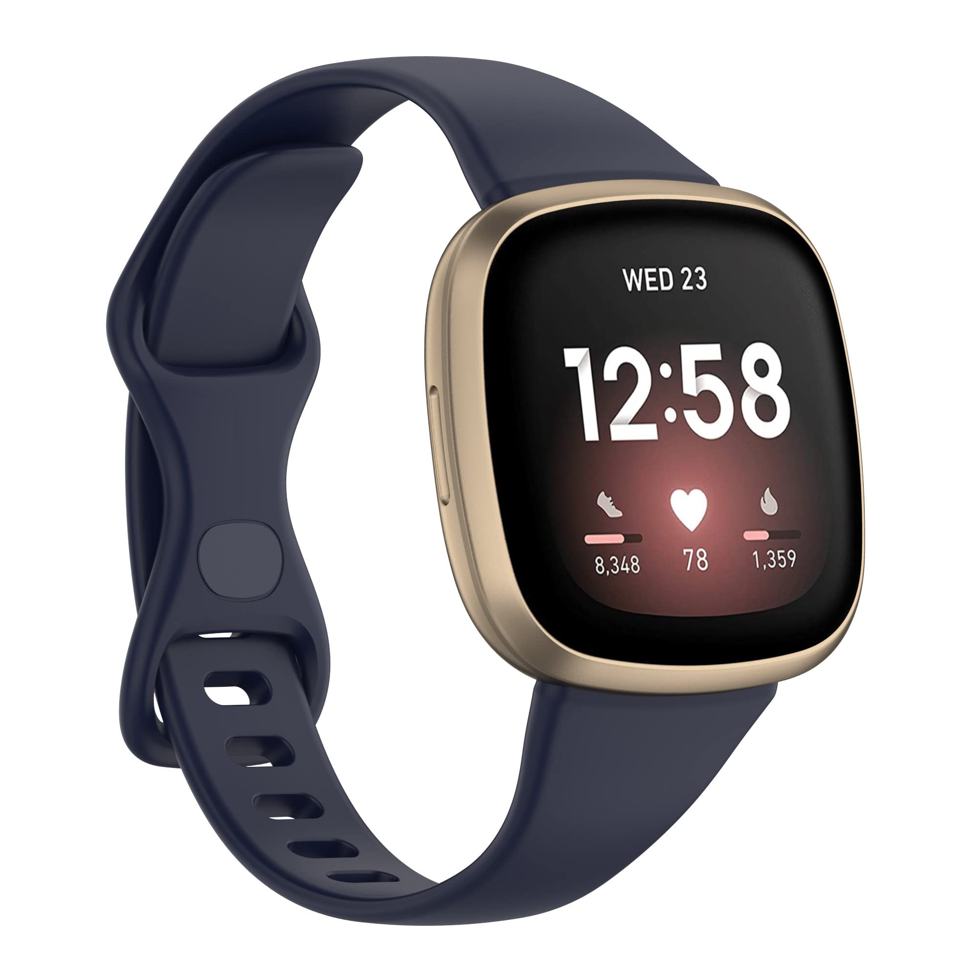 KUTEWEU Strap for Fitbit Versa 4 Straps, Replacement Silicone Sport Wristband Accessory Strap Compatible with Fitbit Versa4/ Fitbit Versa3/ Fitbit Sense Smart Watch (L, Blue)