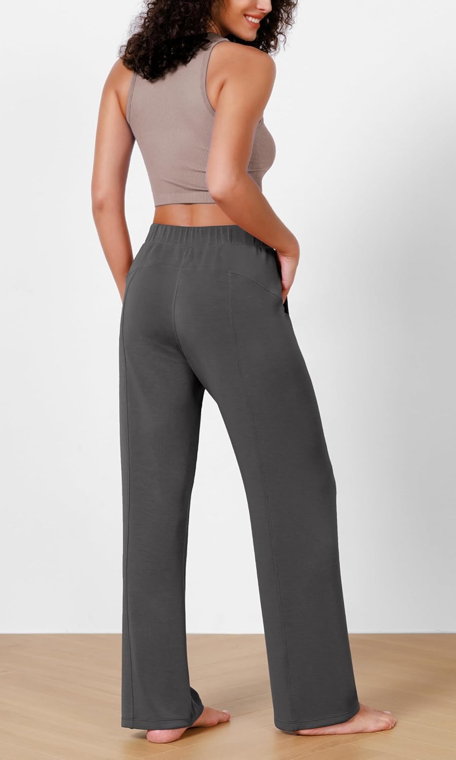 ODODOS Women's Modal Soft Wide Leg Pants Elastic High Waist Casual Lounge Relaxed Pants with Pockets - 27"/ 29" / 31" Inseam - Image 4