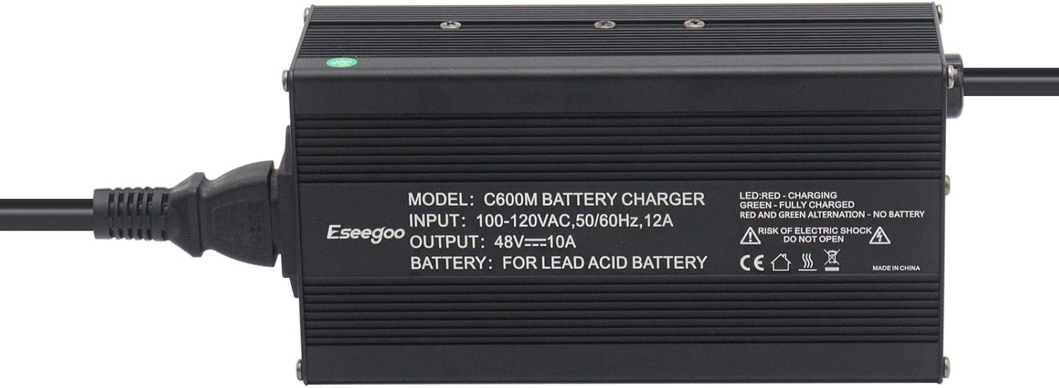 48 Volt 10 AMP Battery Charger Compatible with EZGO RXV & TXT for 48 Volt Golf Carts with RXV Plug/ 3 Pin Triangle Style Plug