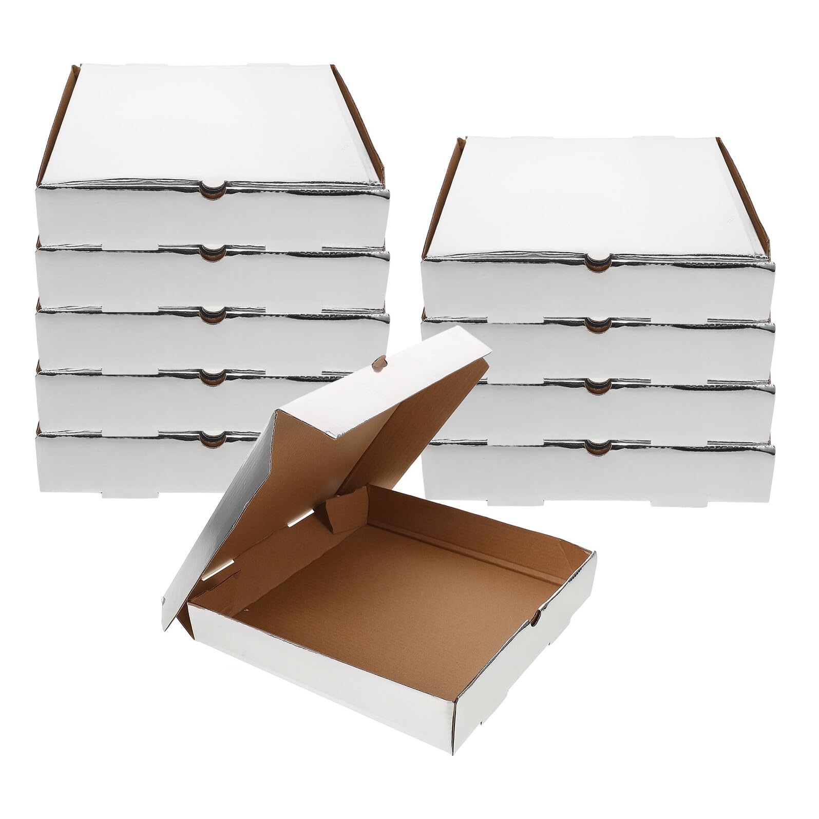 10 Cajas de Pizza de Papel Kraft, Resistentes y Fáciles de Transportar para Llevar y Restaurantes